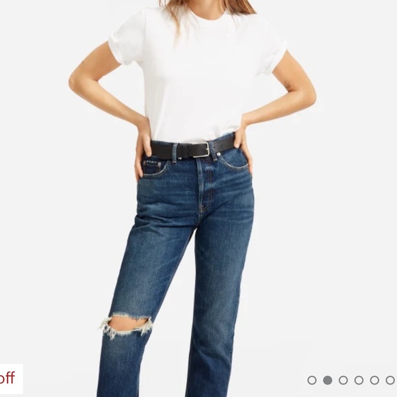 Everlane cheeky cropped (ripped knee) denim (button-up) - Picture 2 of 8